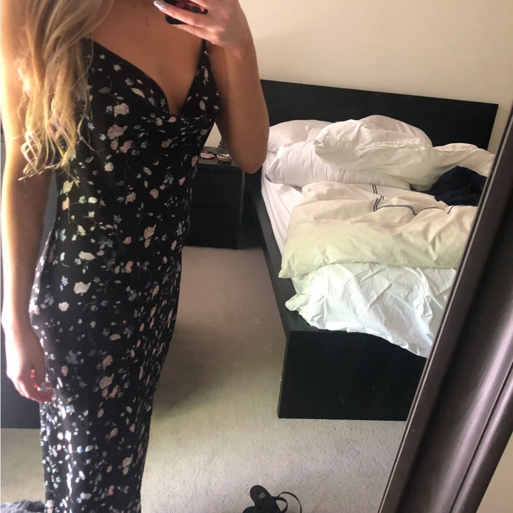Aritzia Black Floral Maxi Dress